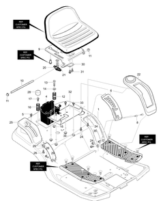 Rear Chassis Assembly Diagram and Parts List for 42587X50D 2001 Briggs and Stratton Lawn Tractor